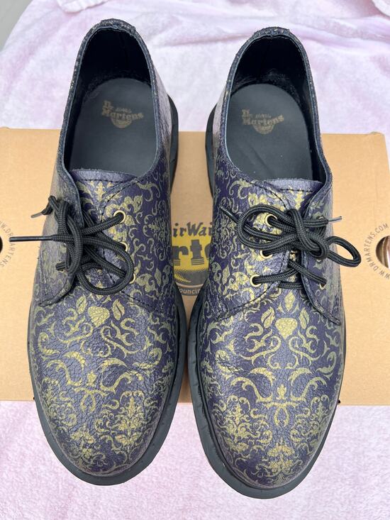 Dr. Martens Shoes - Dr. Martens 1461 Baroque Rare Crystal Suede Purple Black Oxford Shoes US L 11